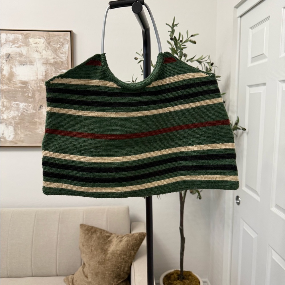 Marni Green Striped Tote Bag - Picture 2 of 3